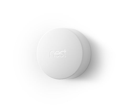 Google Nest Temperature Sensor placed on a shelf for flexible room coverage.