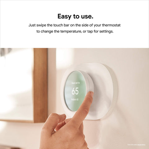Google Nest Thermostat energy savings tips shown on screen.
