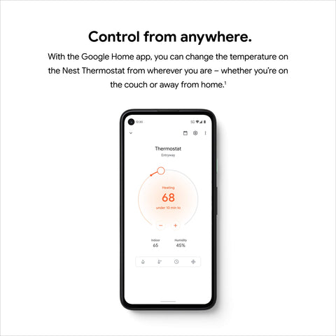Google Nest Thermostat during setup shows remote control from smartphone.