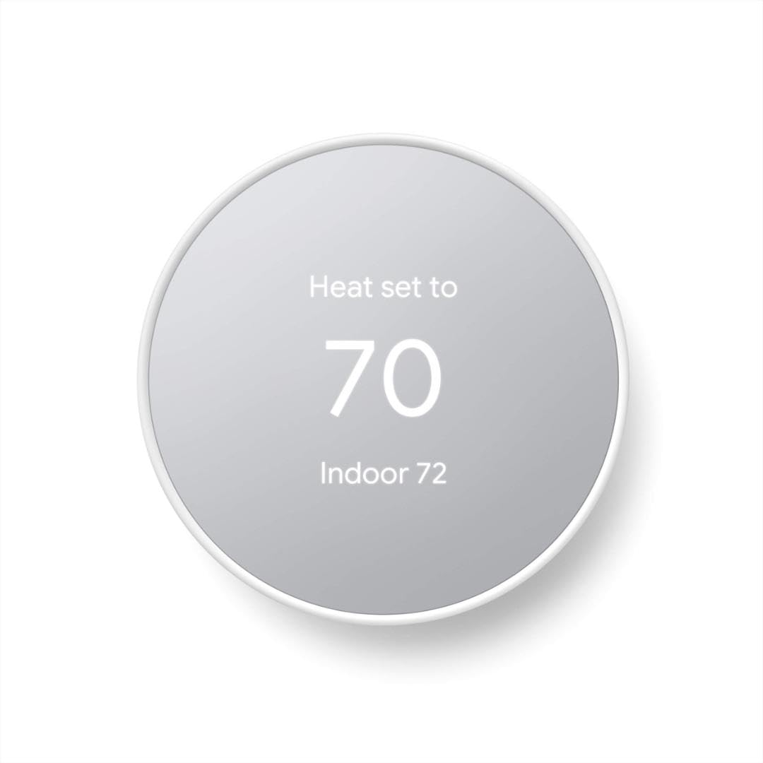 Google Nest Thermostat Snow front view for energy savings and control