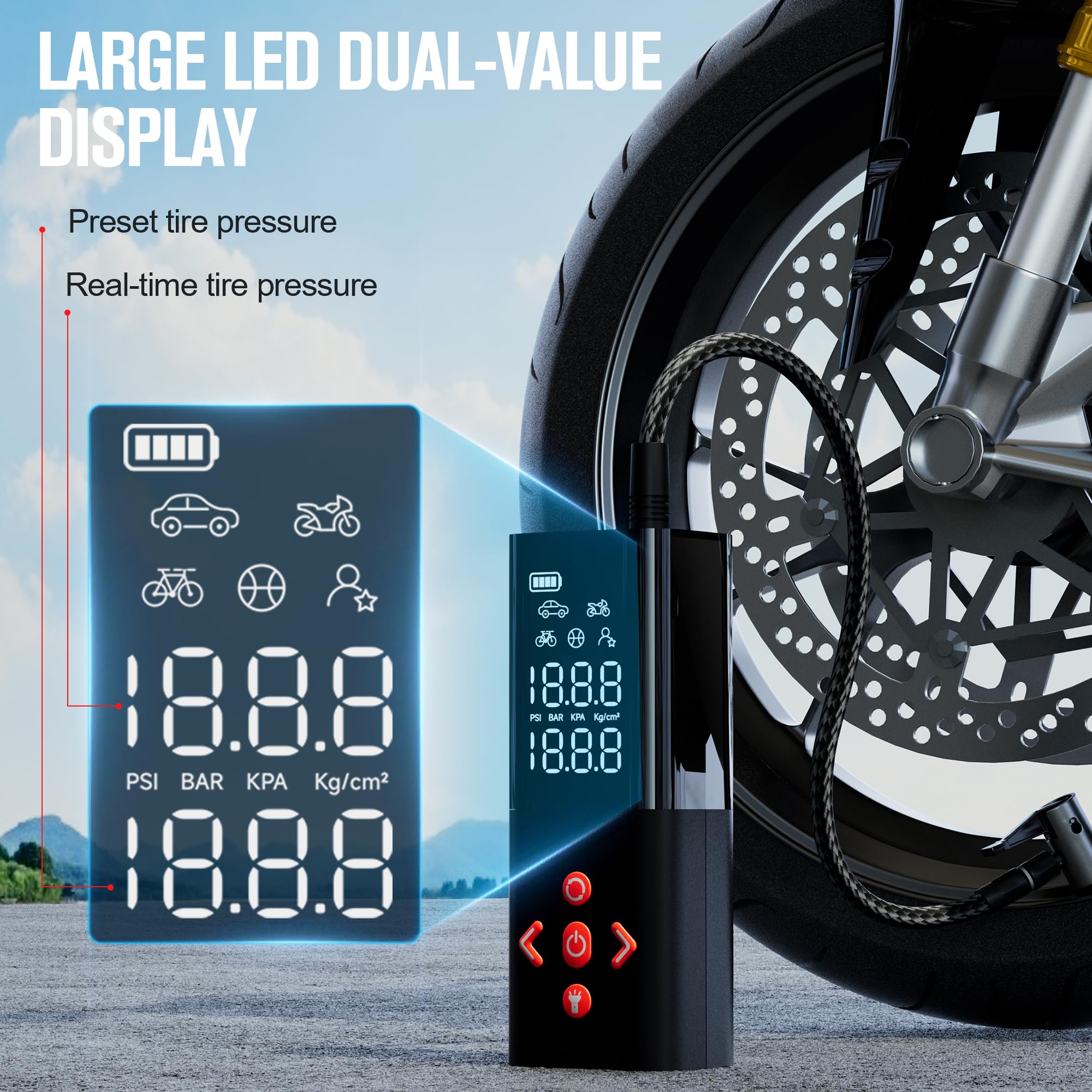 GOOLOO AP150 bright LED light aids night checks and roadside use.