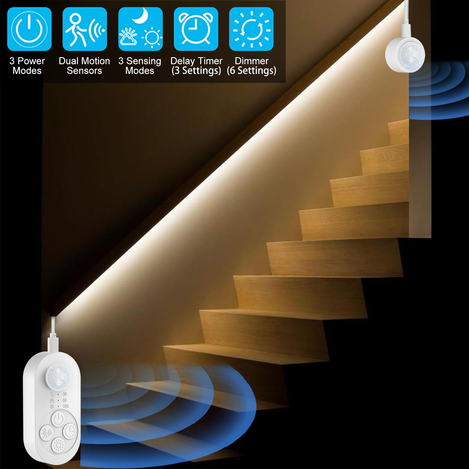 GOOMEEYA LED strip with dimmer and timer control for customizable brightness