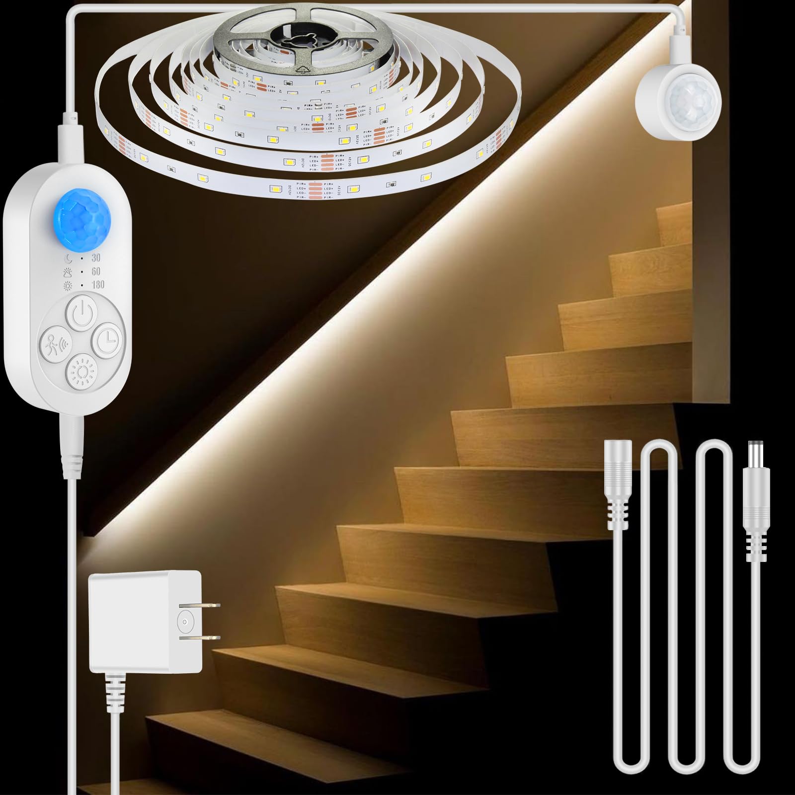 GOOMEEYA dual-motion sensor light indoors on stairs with two-side detection for easy navigation