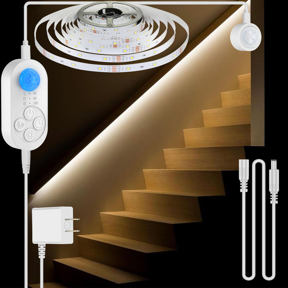 GOOMEEYA dual-sensors light on stairway improves visibility at night