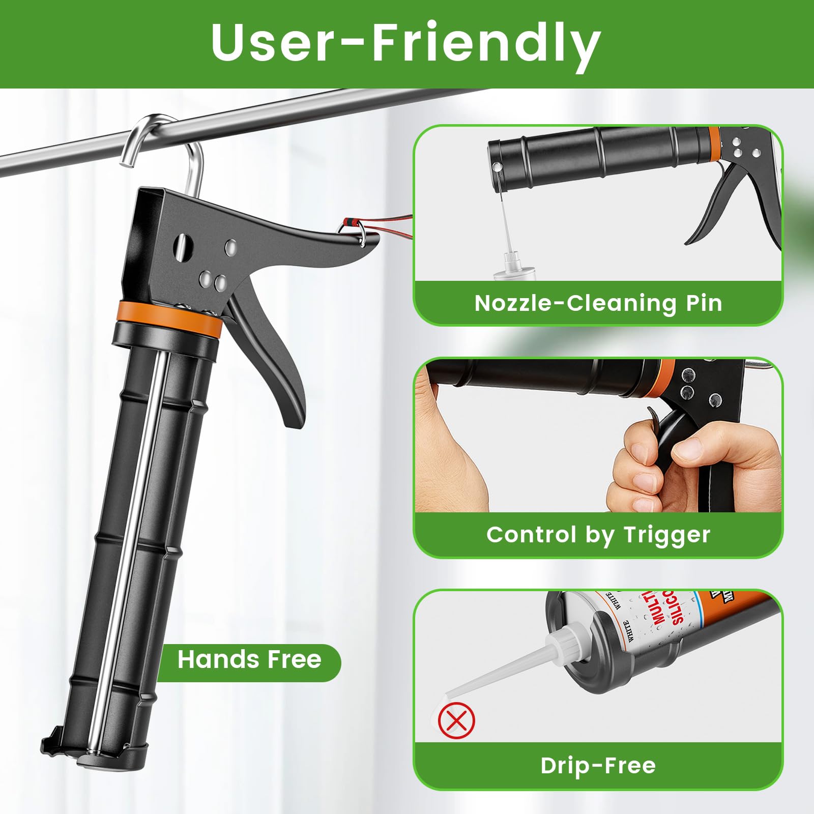 Goopreen 5-in-1 caulking tool with multi-angle finishing