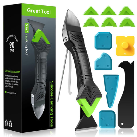 Goopreen 5in1 caulking tool smoothing joints with precision.