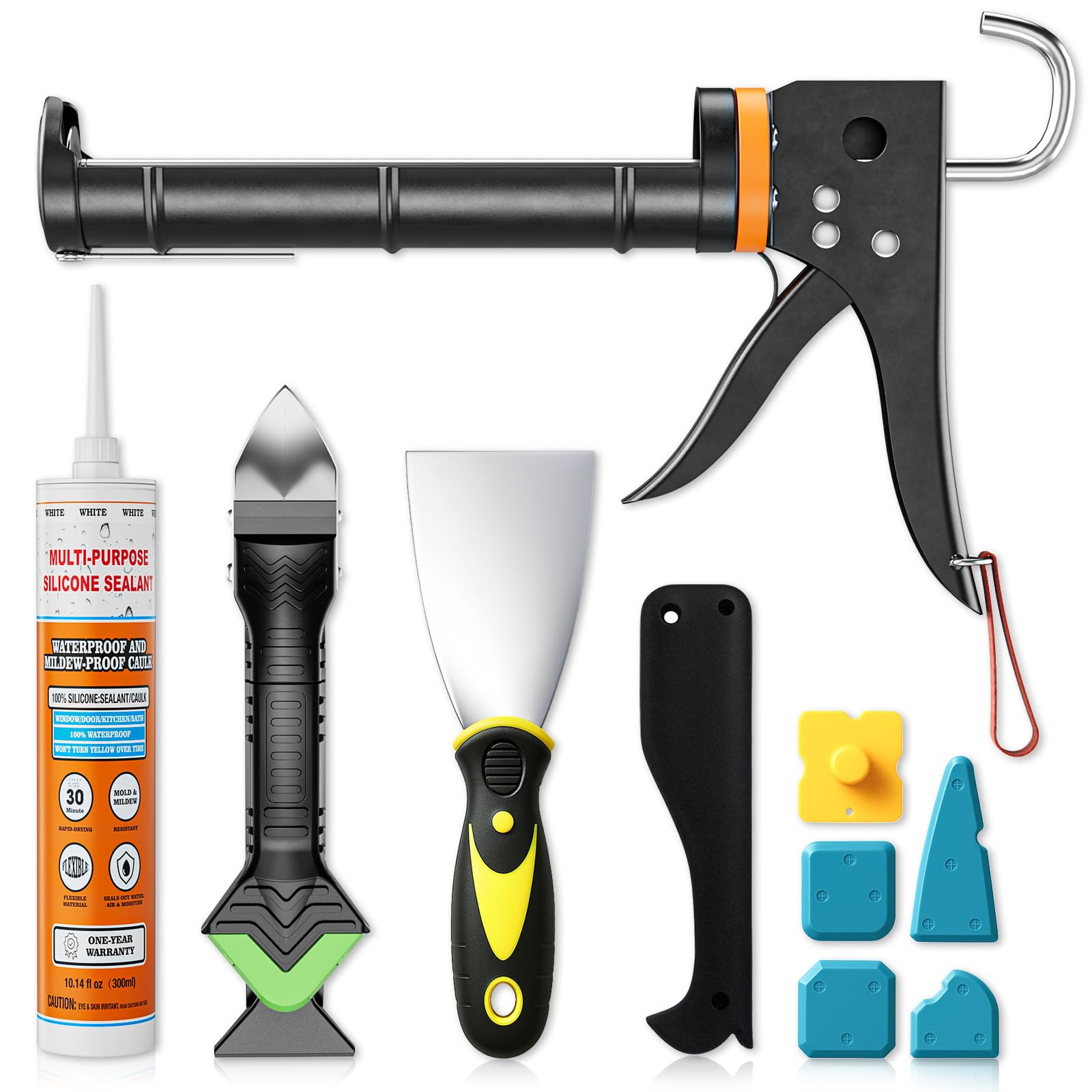 Goopreen caulk gun tool with ergonomic grip for smooth edges