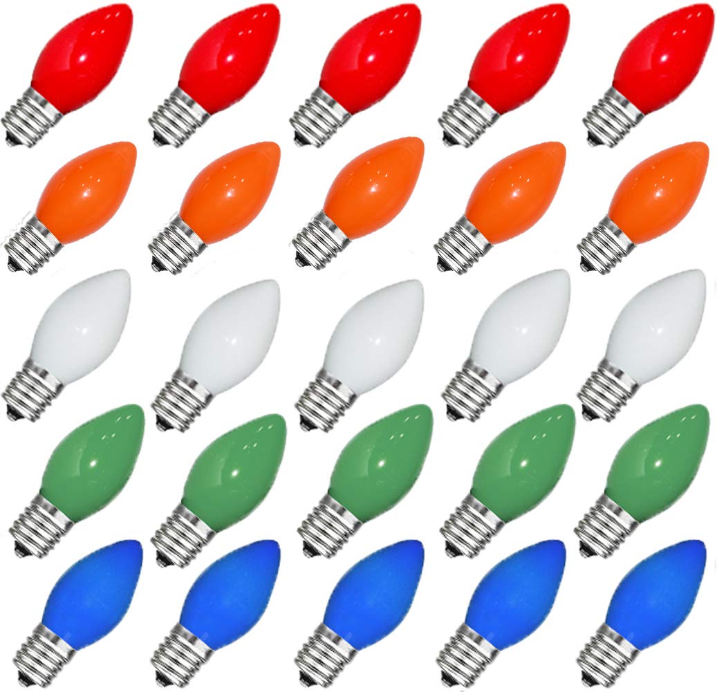 Goothy 25-pack C7 multicolor bulbs for festive outdoor lighting