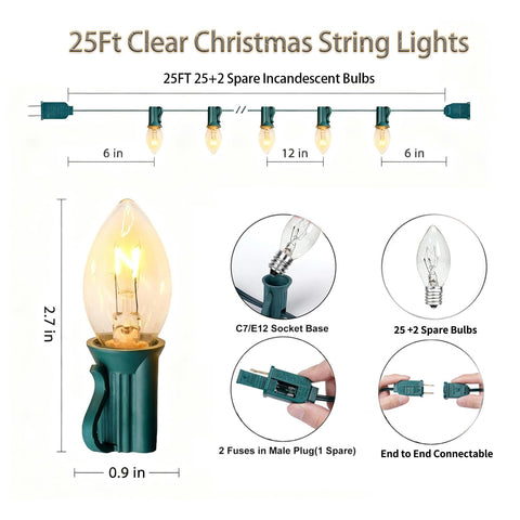 GOOTHY 2700K warm white C7 bulbs deliver timeless holiday glow