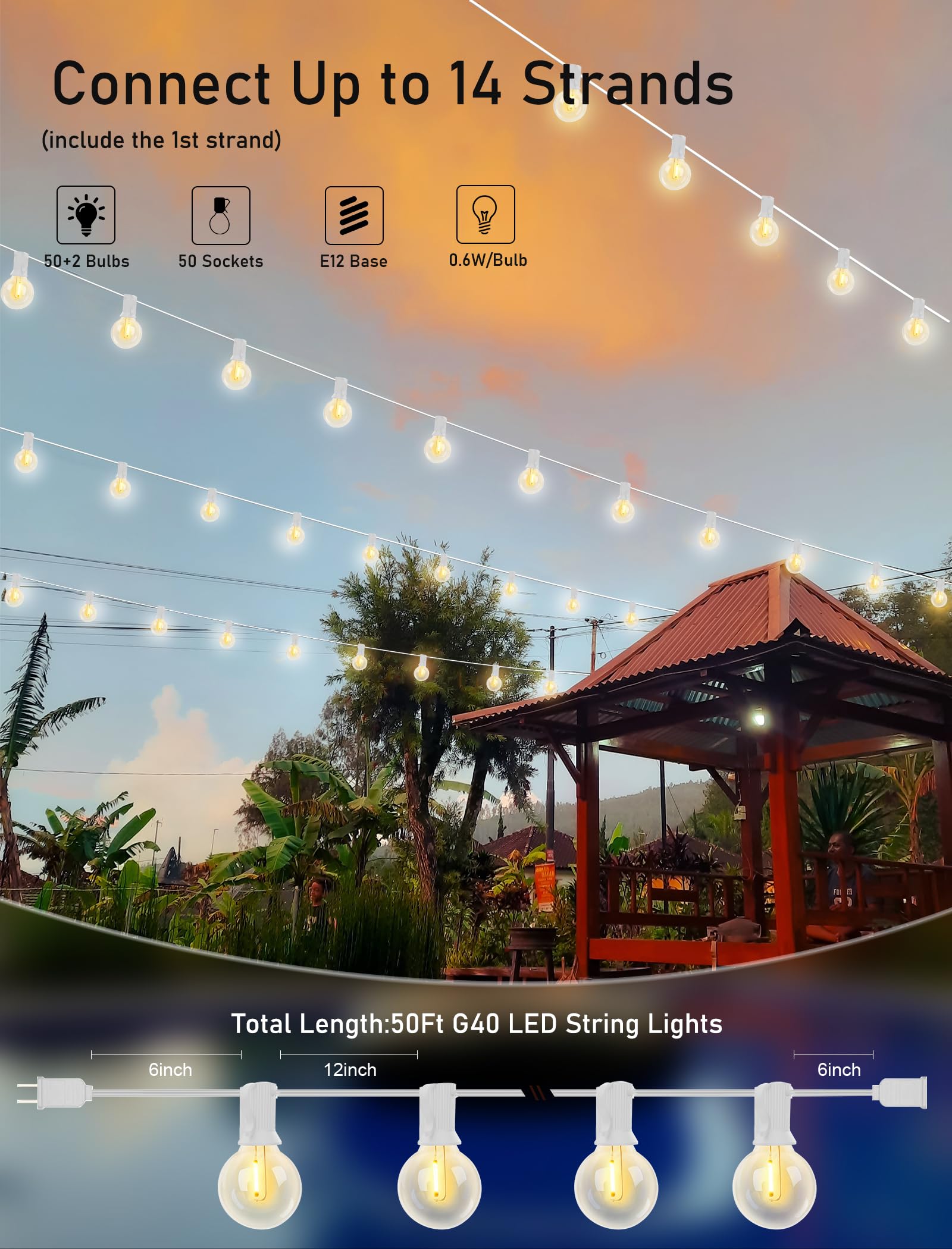 Goothy 52 G40 LED globe bulbs close-up show durable, shatterproof design.