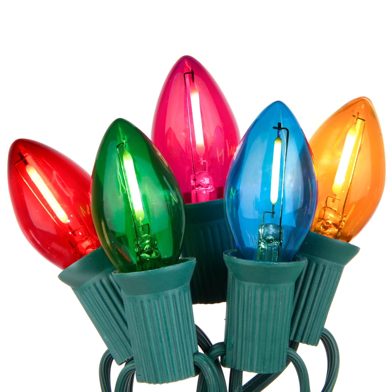 GOOTHY C7 Christmas lights 25ft with multicolor bulbs for festive outdoor decor.