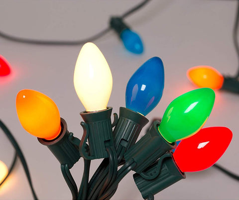 GOOTHY C7 multicolor bulbs illuminate outdoor spaces with nostalgic charm.
