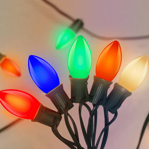 GOOTHY C9 outdoor lights on green wire for versatile backyard decor, ideal for patios.