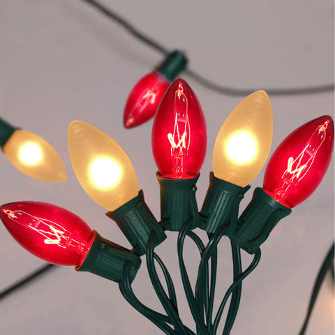 GOOTHY C9 red white lights package for 25 ft outdoor decor