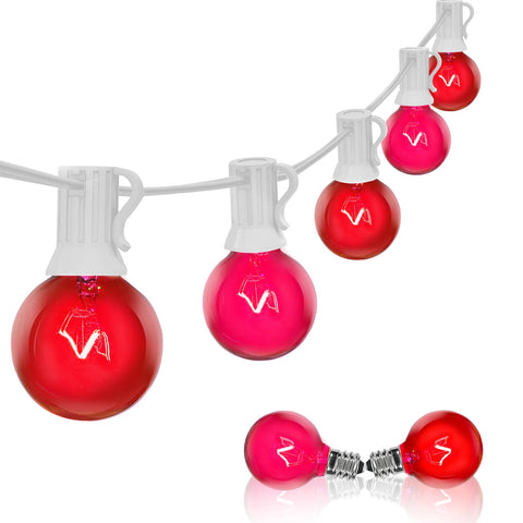 GOOTHY G40 red and pink globe bulbs illuminate outdoor spaces with romantic warmth.