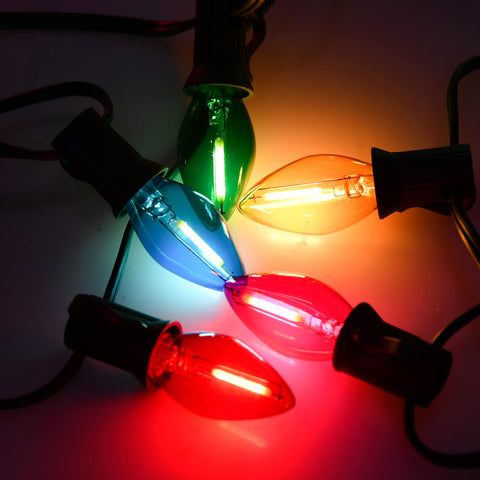GOOTHY outdoor lighting on green wire is weather resistant for any season.