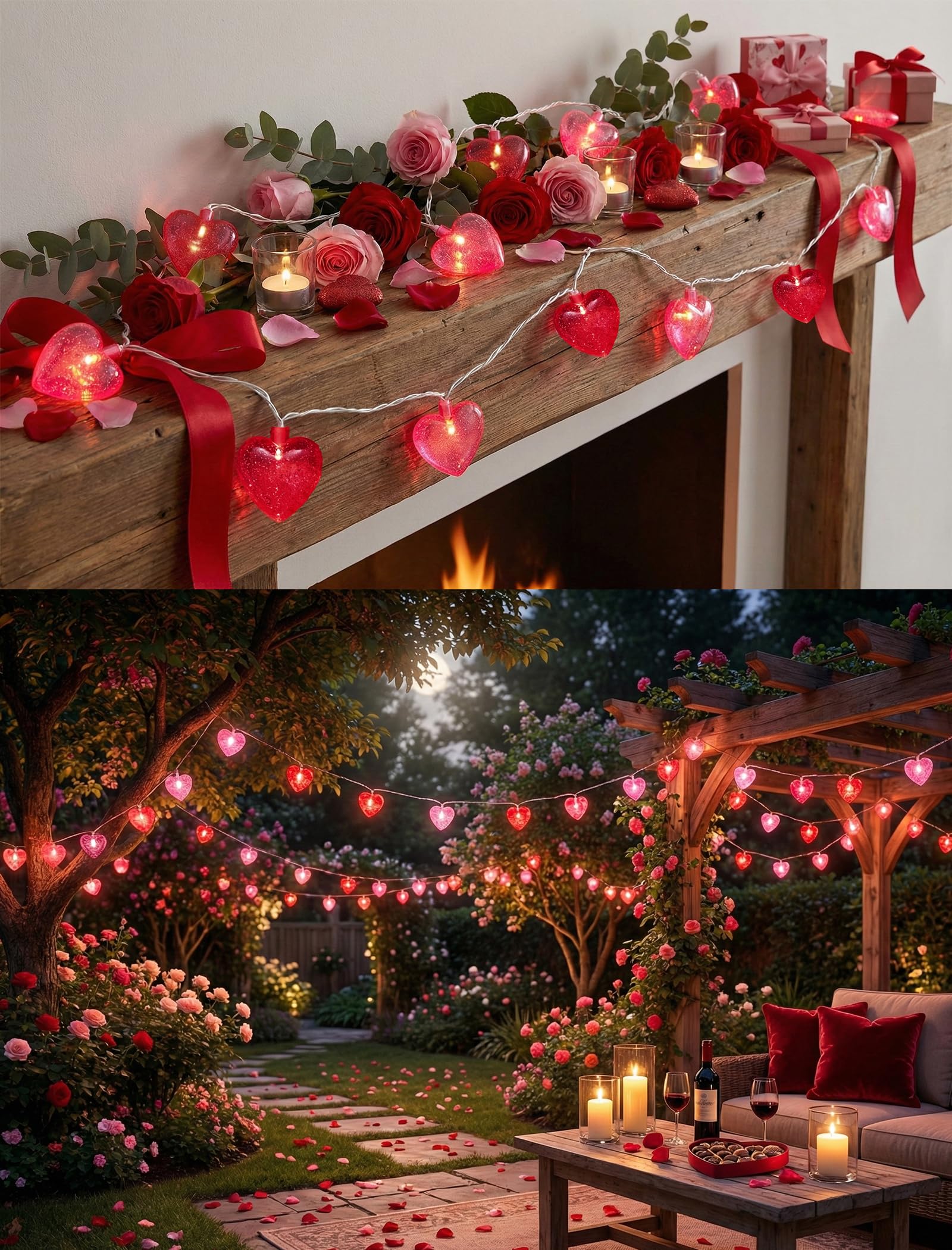 GOOTHY pink-red heart lights create cozy indoor evenings