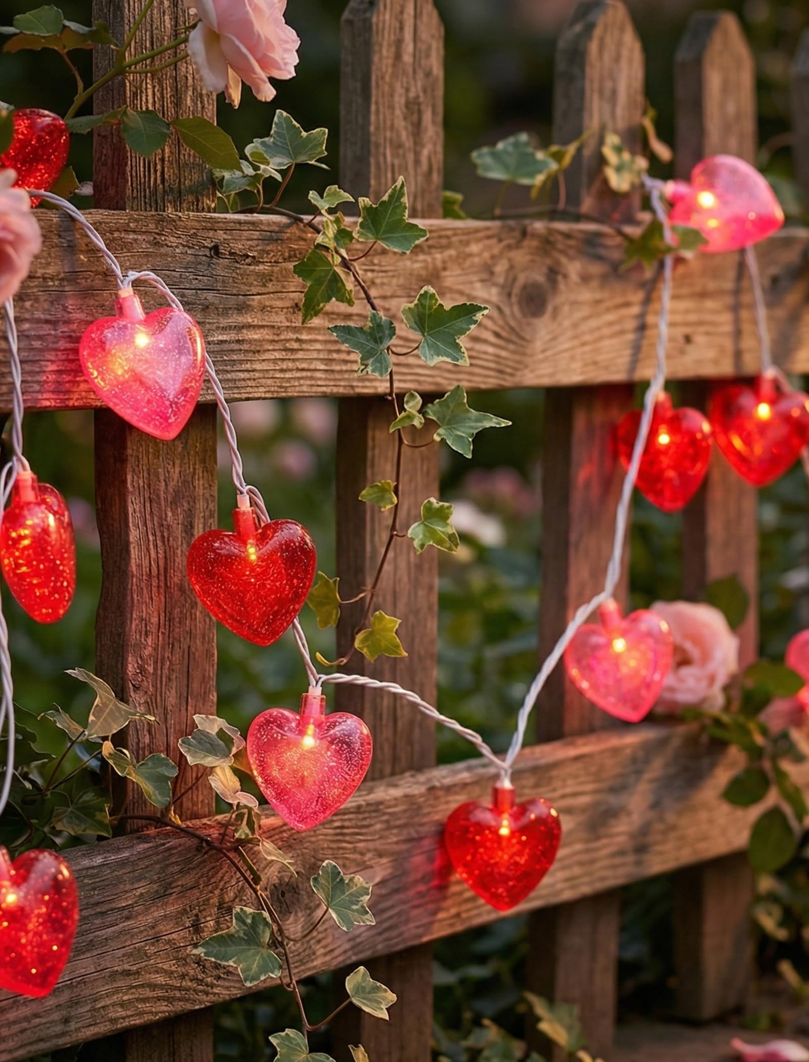 GOOTHY glitter hearts wrapped around trees for romantic outdoor scenes