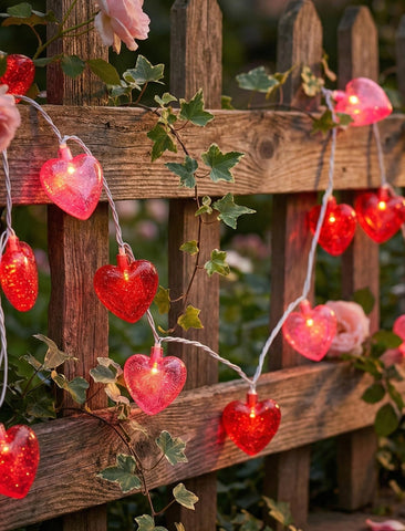 GOOTHY glitter hearts wrapped around trees for romantic outdoor scenes