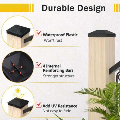 Goovilla 4x4 post cap black installation screws shown for quick setup
