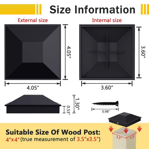 Goovilla 4x4 post cap black pack of 24 with screws for easy setup