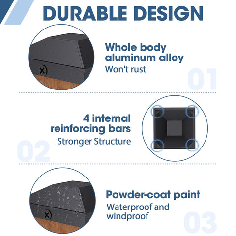 Goovilla 4x4 post cap side angle highlighting weatherproof finish