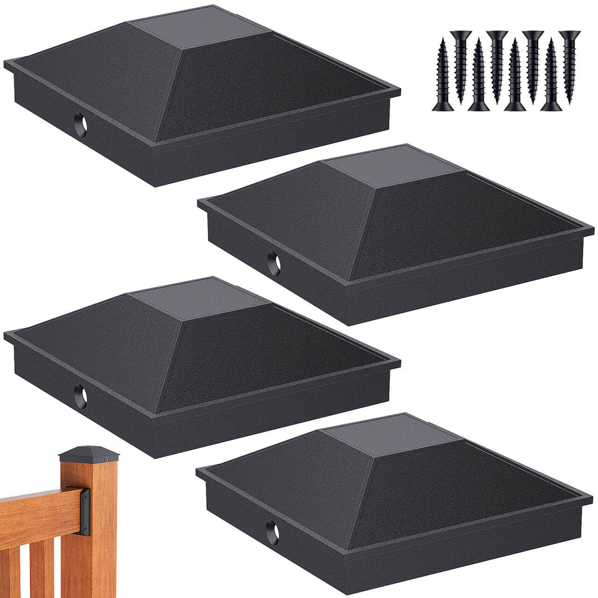 Goovilla 4x4 post cap top view showing durable aluminum protection