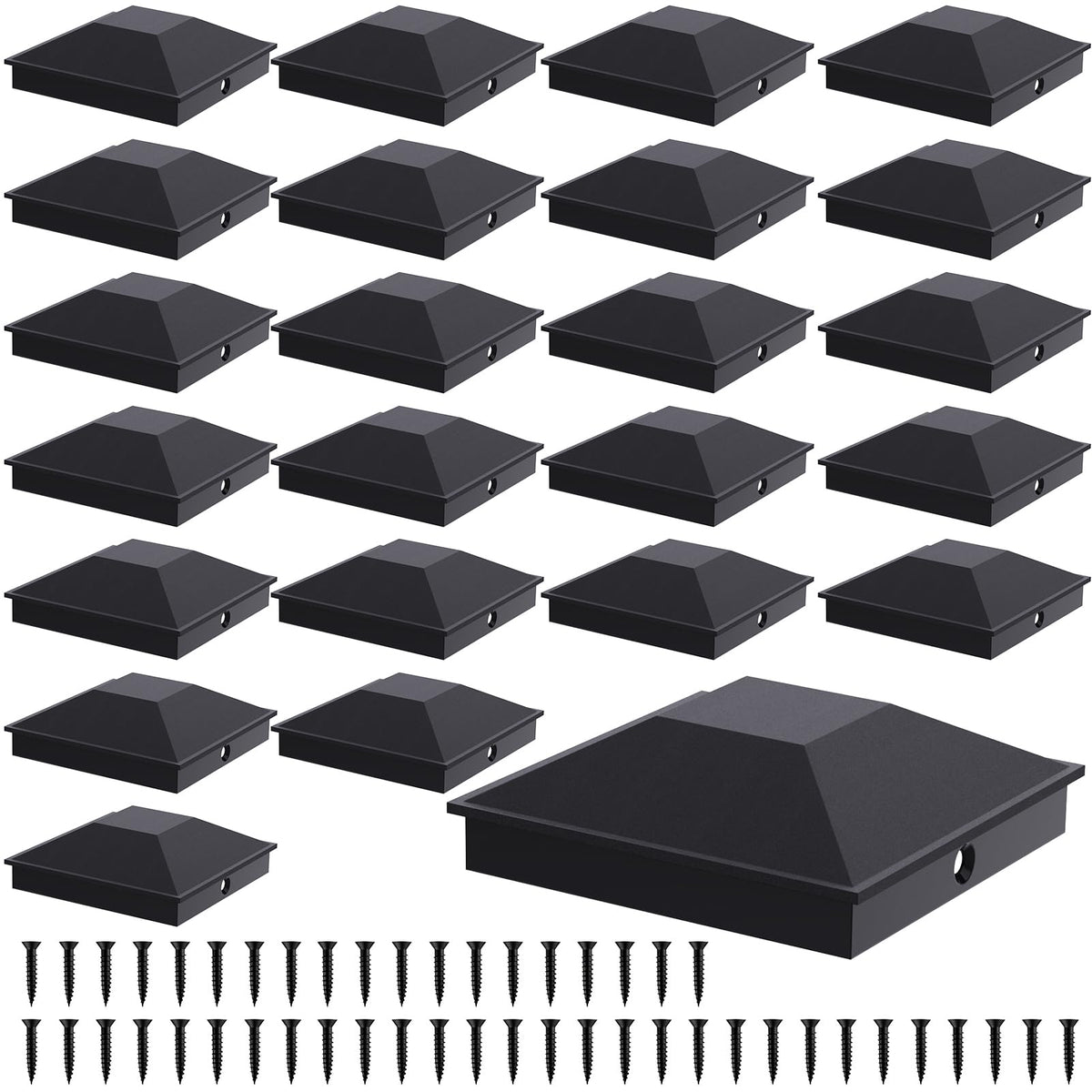 Goovilla 4x4 post cap black top view protects wood posts from rain