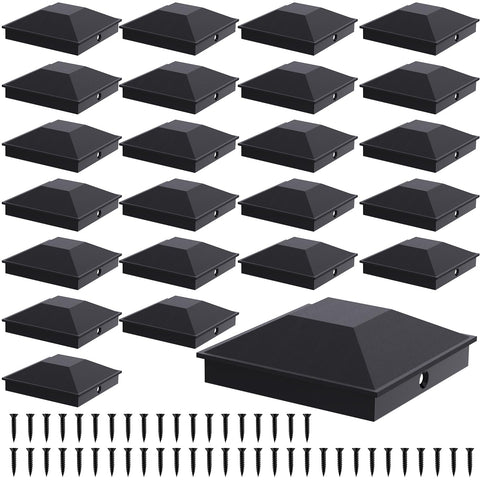 Goovilla 4x4 post cap black top view protects wood posts from rain