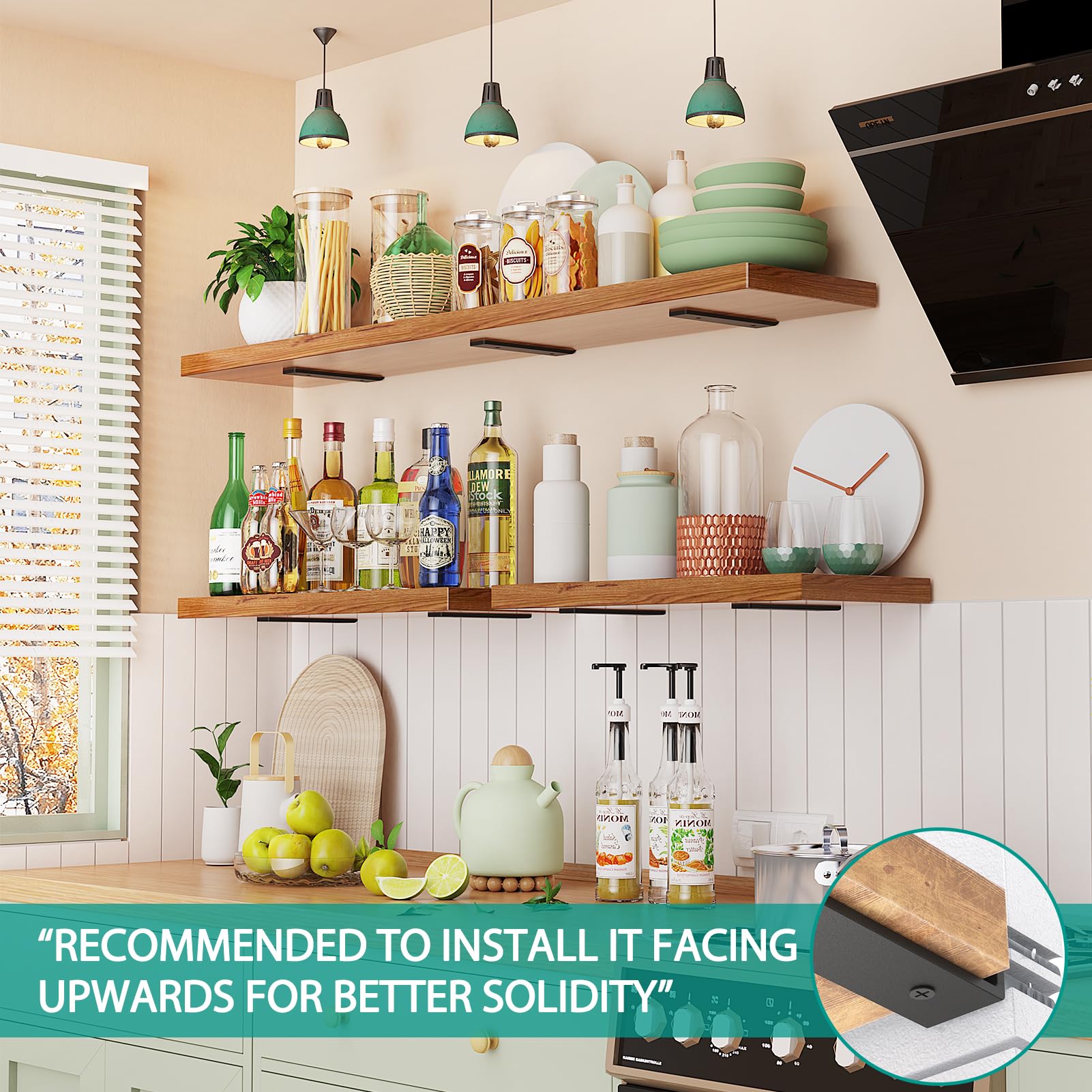 Goovilla heavy-duty brackets 90-degree bend ensures level shelves.