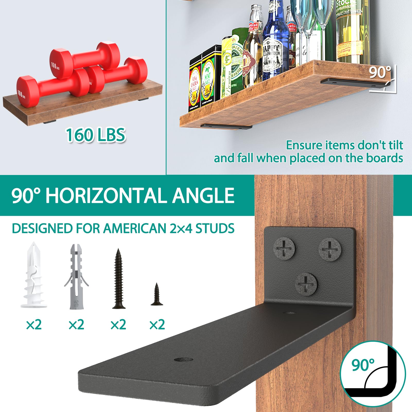 Goovilla heavy-duty brackets iron construction supports up to 160 pounds.