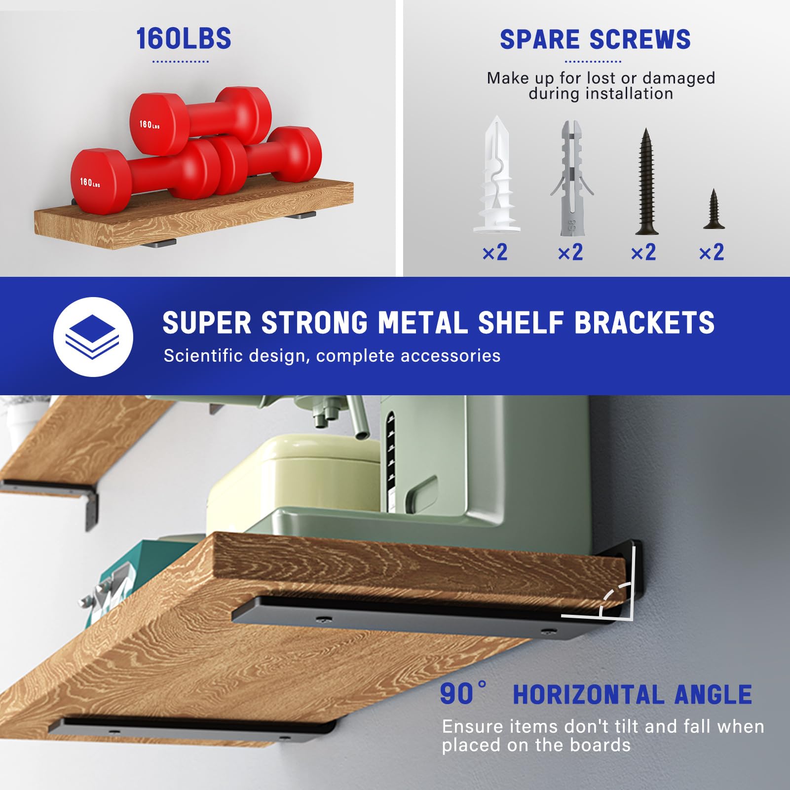 Goovilla heavy-duty shelf support features a durable black finish for long-lasting use.