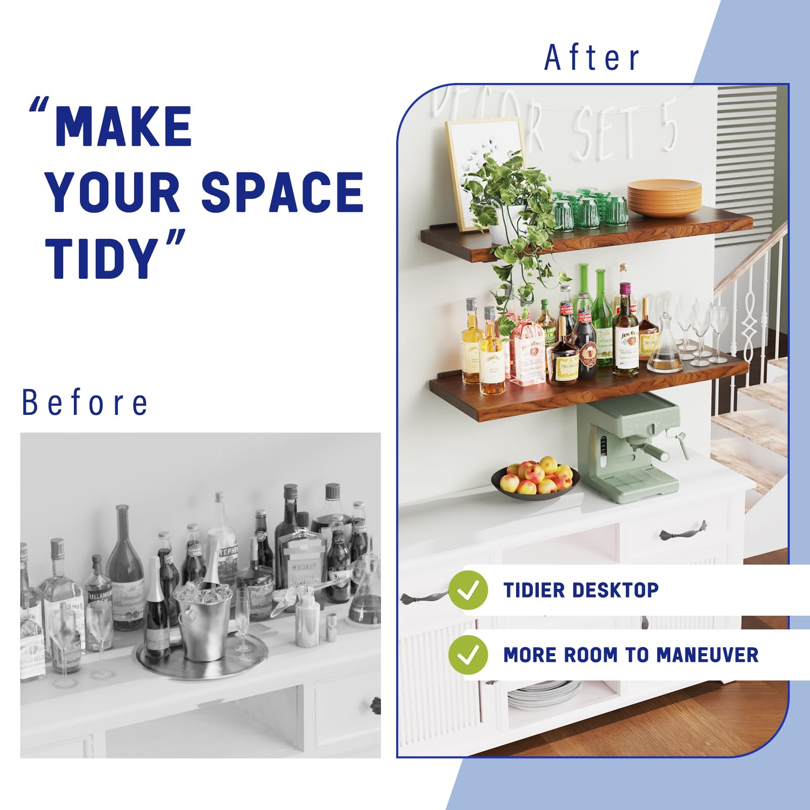 Goovilla included spirit level aids quick, precise shelf mounting.