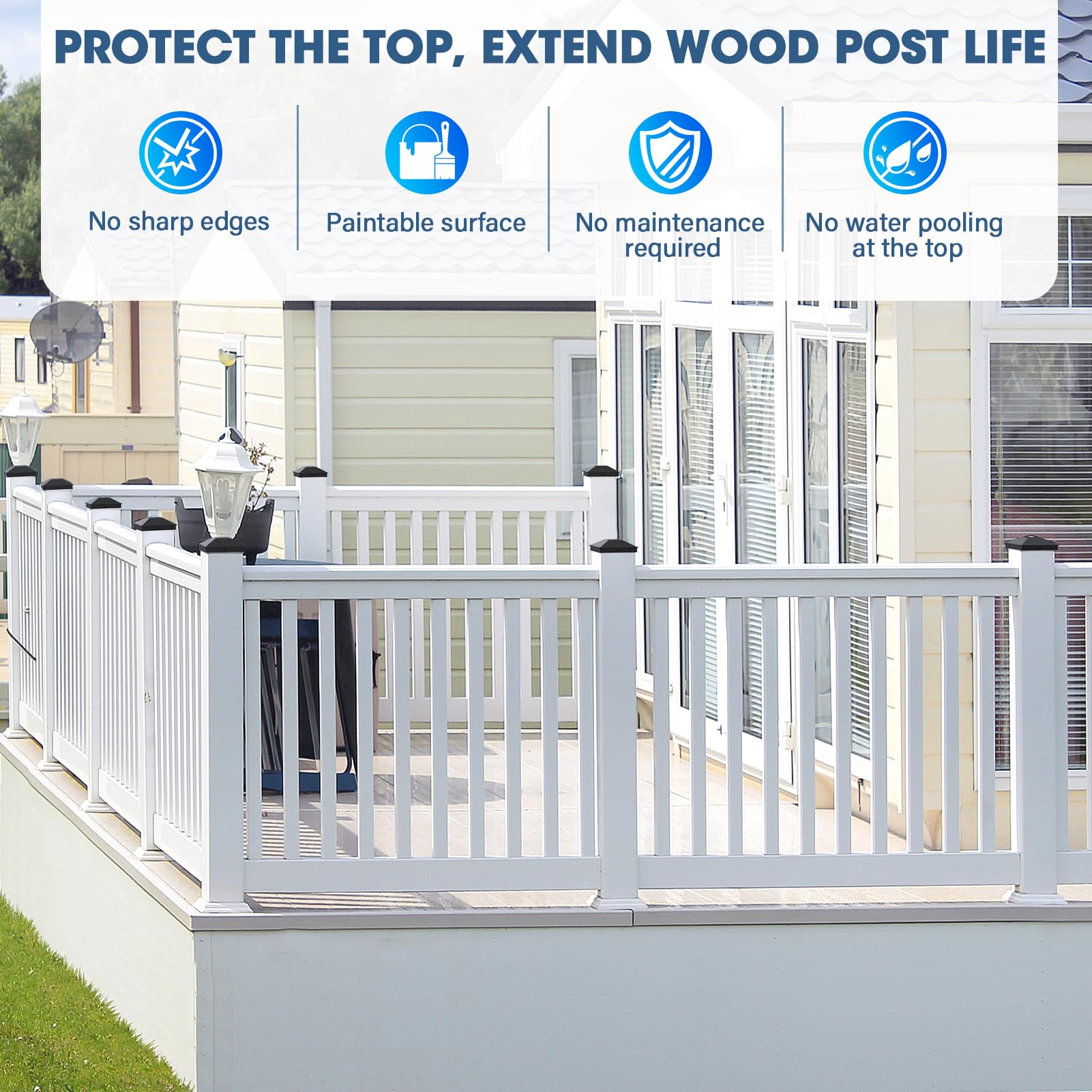 Goovilla post cap installation with screws and drill-ready fit