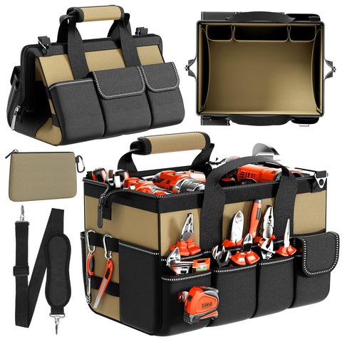 Goovilla tool bag 15.5-inch opening shows organized interior for quick access
