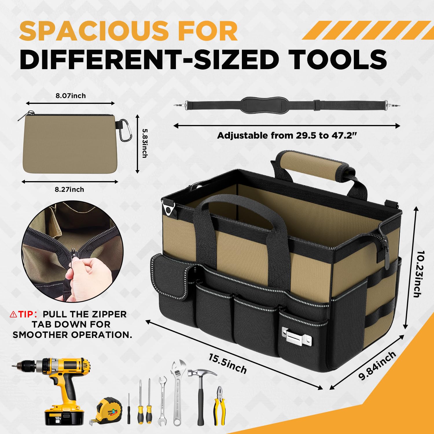 Goovilla tool bag removable pouch demonstrates detachable transport of selected tools