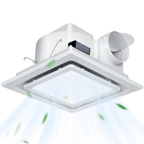Gopper 12in ultra quiet fan with LED light for efficient bathroom ventilation.