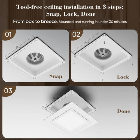 Gopper fogless mirrors stay clear after showers with ceiling exhaust.