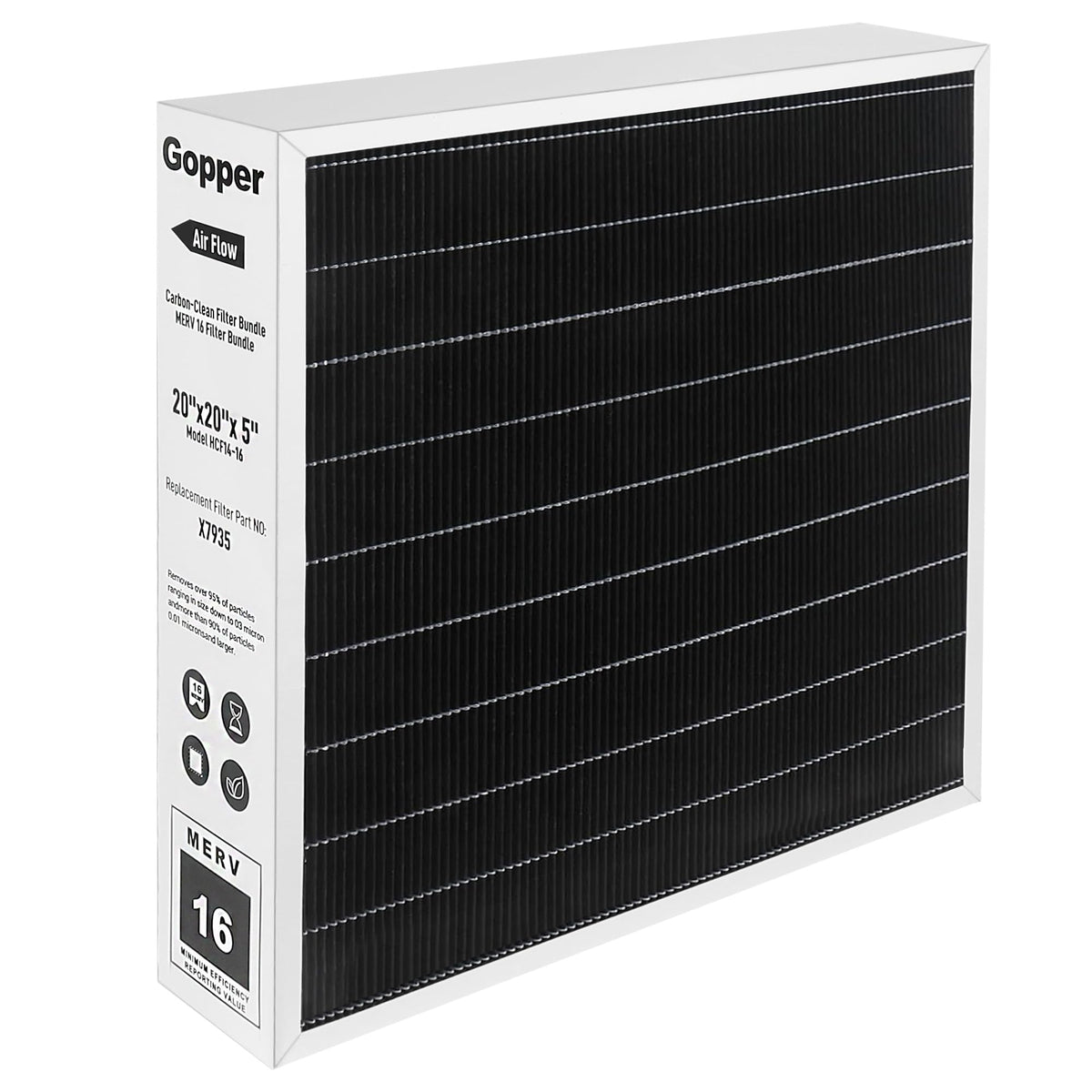 Gopper X7935 filter front view shows compact design and high-efficiency filtration