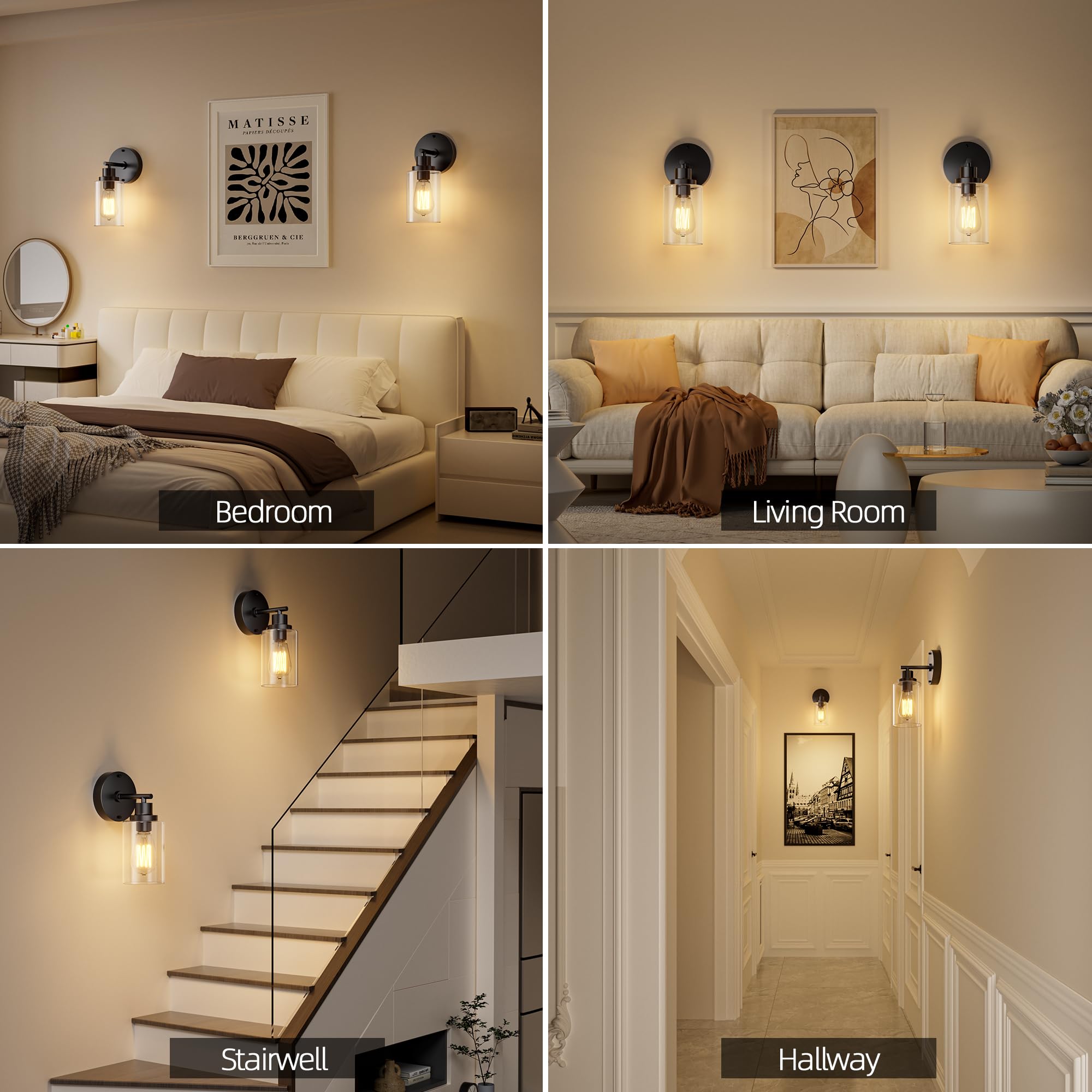 GORDNWE dimmable wall sconce for adjustable brightness