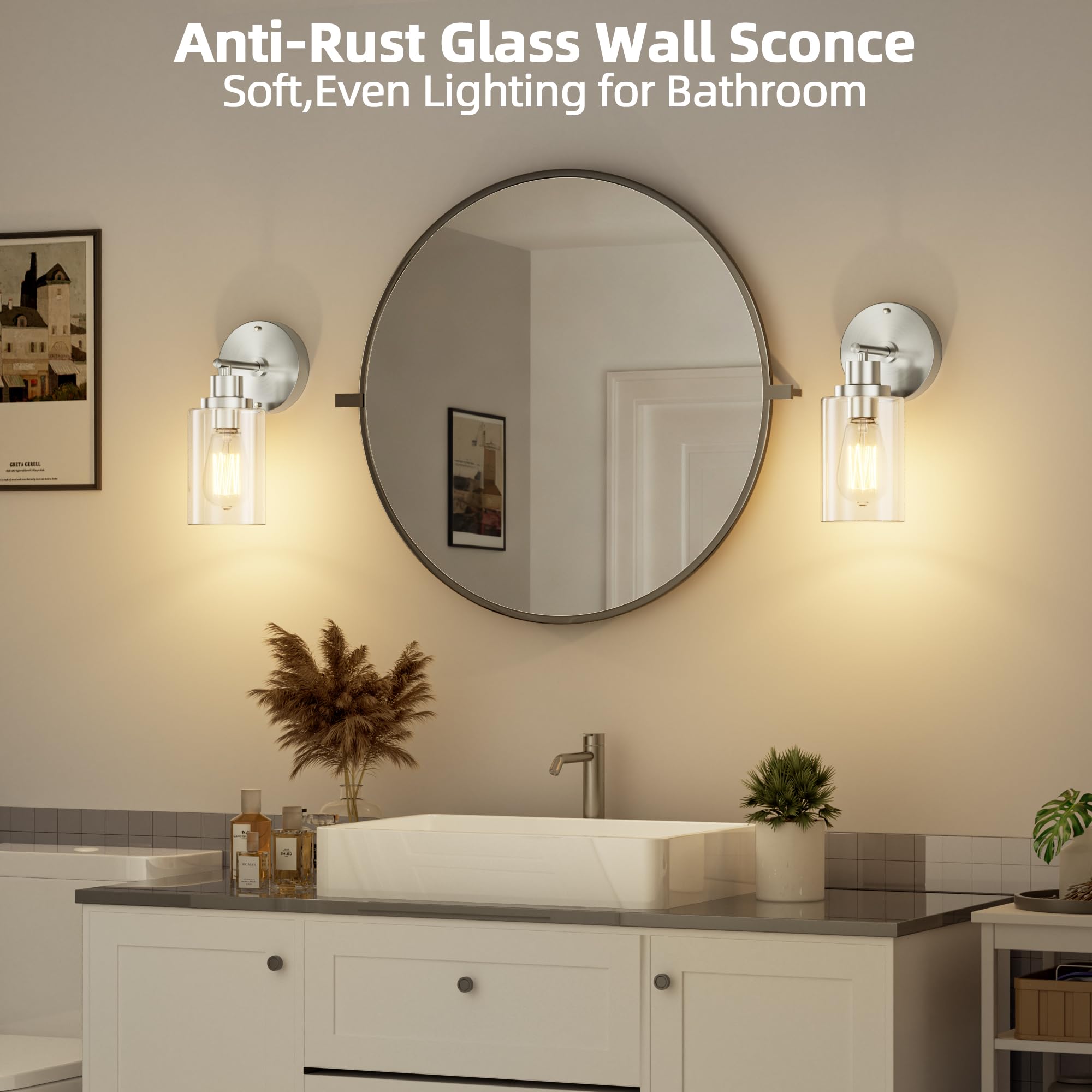 GORDNWE dimmable wall sconce with E26 base for customizable brightness