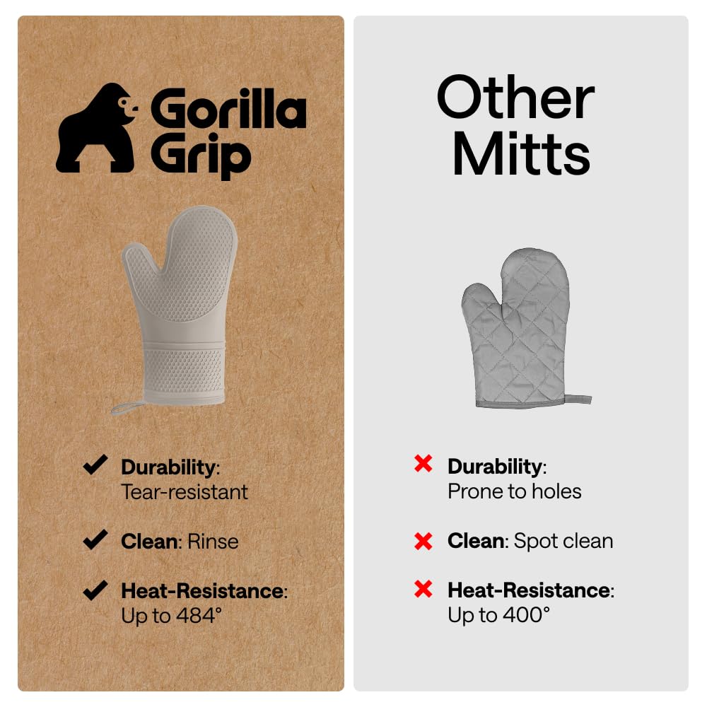 GORILLA GRIP Almond mitt offers flexible silicone that conforms to your hand.