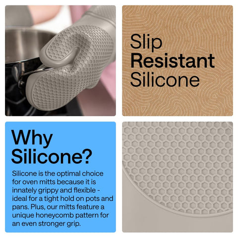 GORILLA GRIP Almond mitt with thick cotton lining for comfortable kitchen wear.