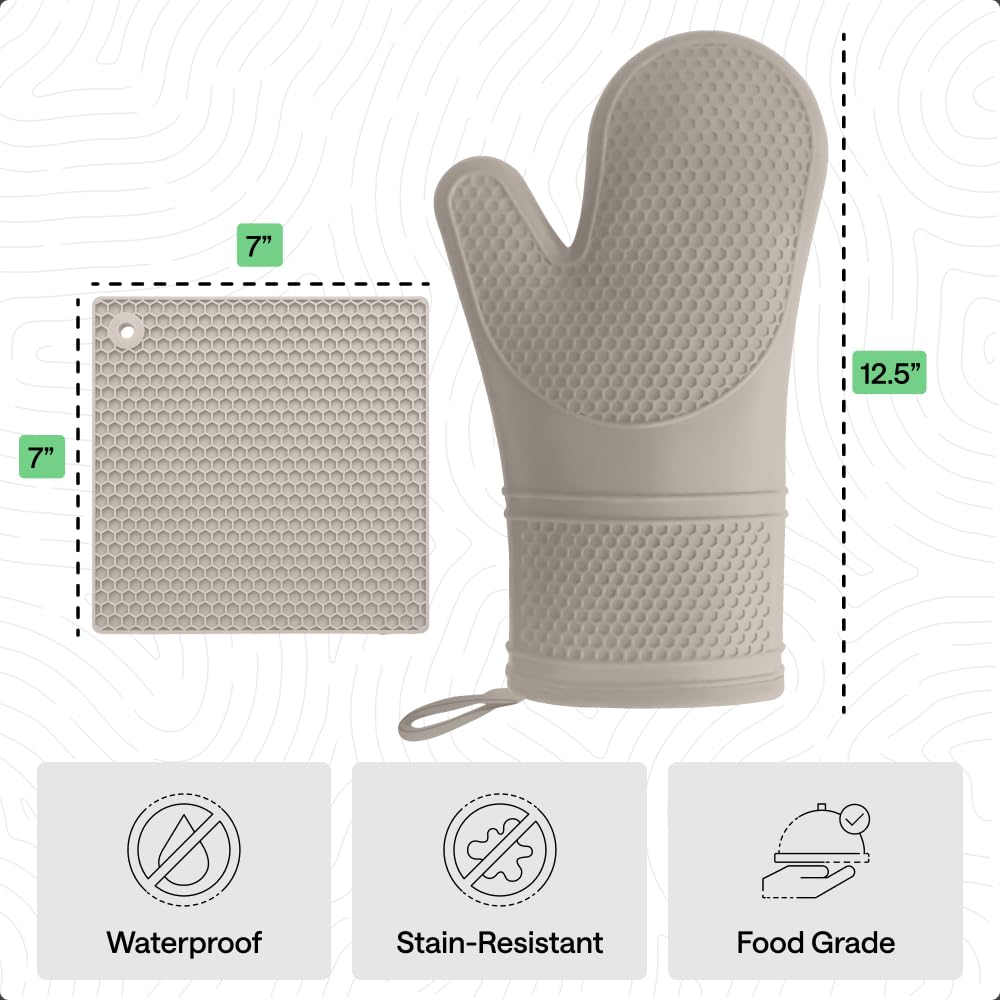 Gorilla Grip almond trivet on counter shows heat protection for surfaces