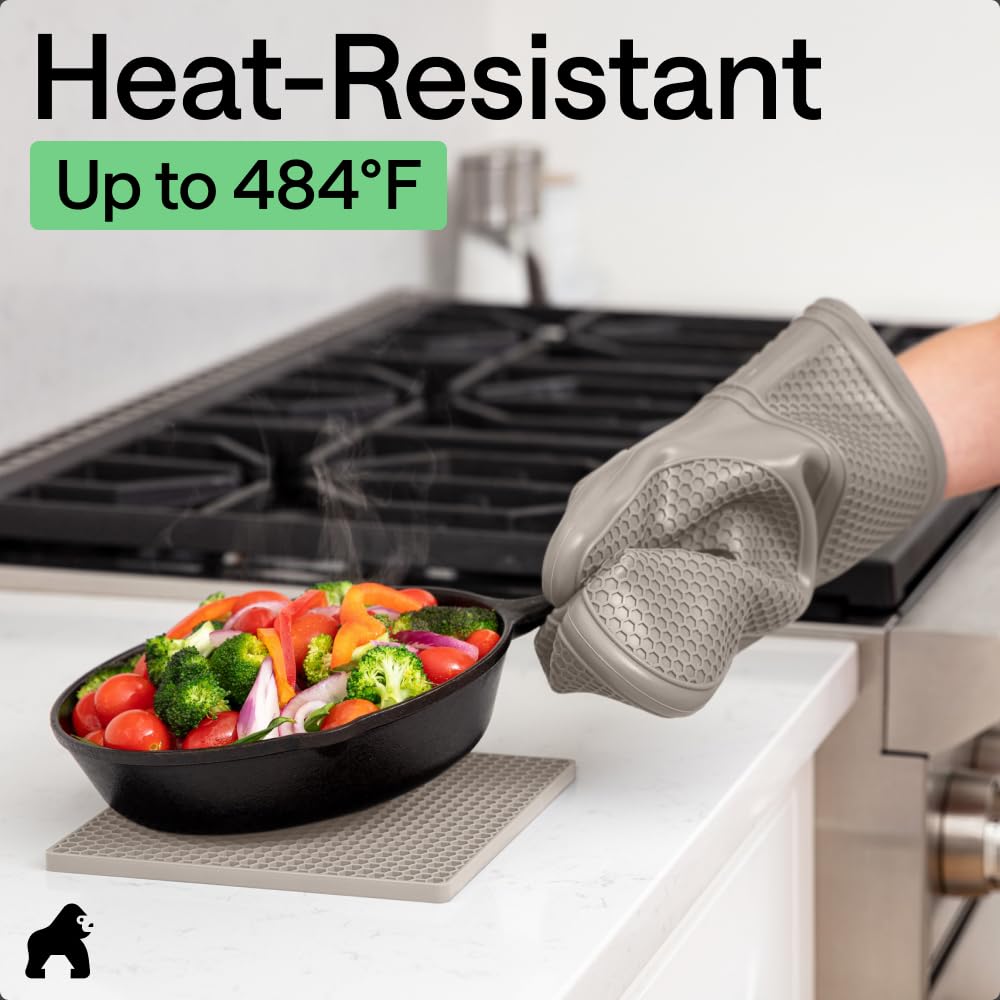 Gorilla Grip almond trivet top view displays sturdy silicone for countertops