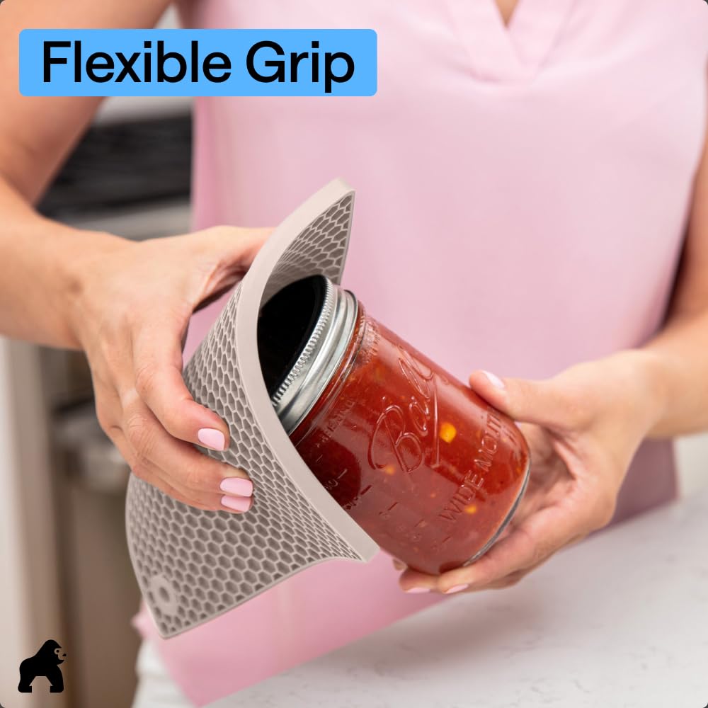 Gorilla Grip almond image features food-grade labeling and safe cleaning