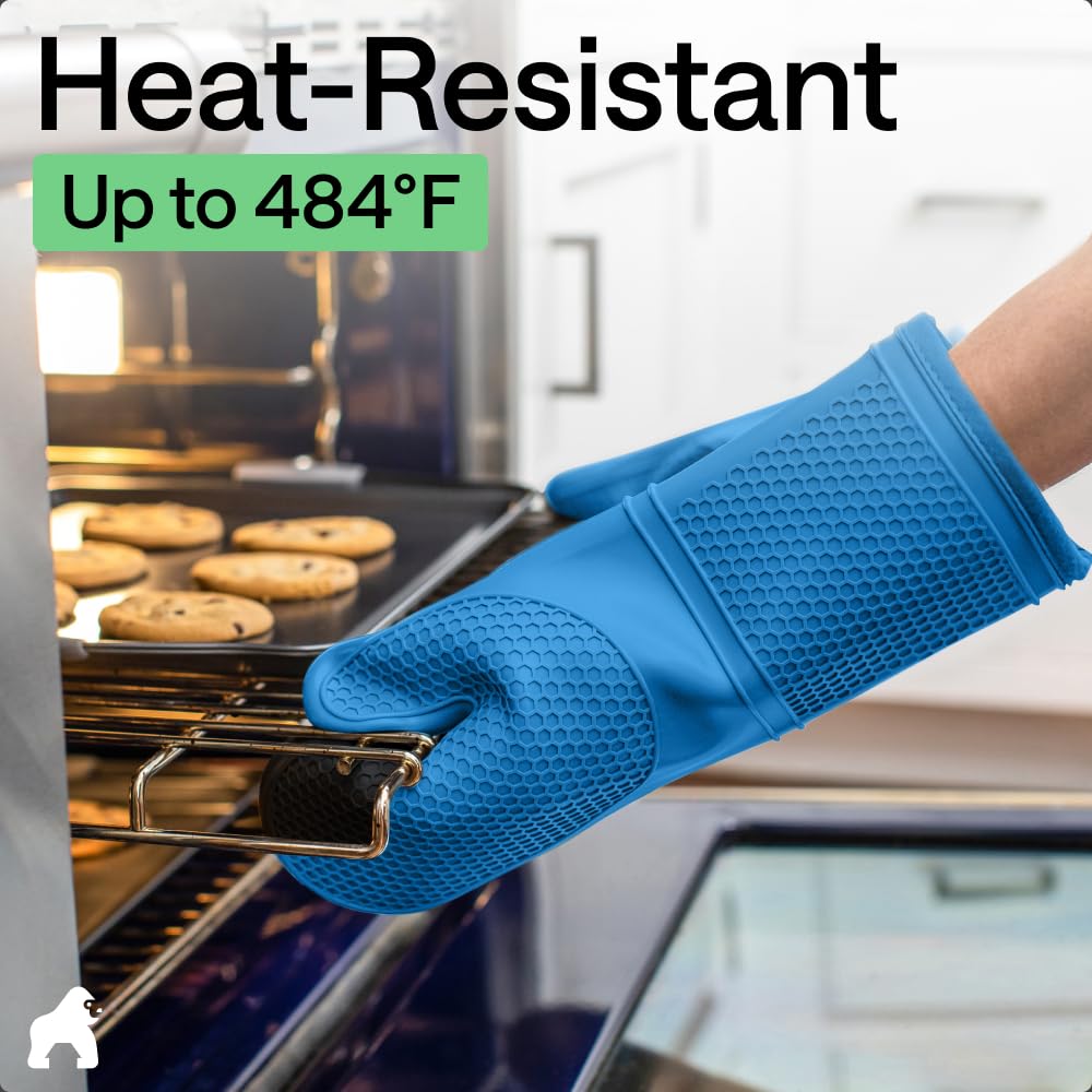 GORILLA GRIP Aqua oven mitt cotton lining for comfort
