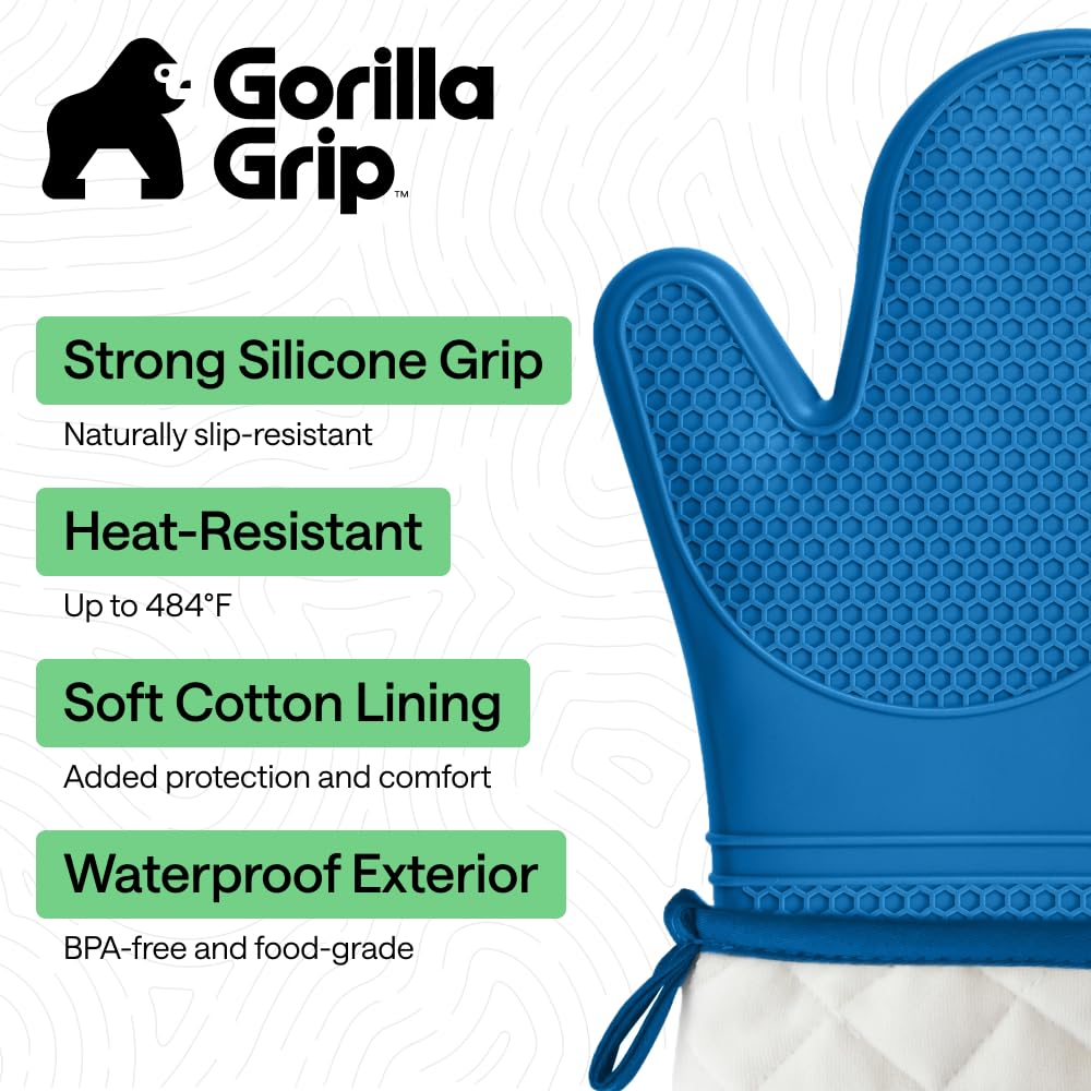 GORILLA GRIP Aqua oven mitt grip close-up highlighting slip-resistant texture