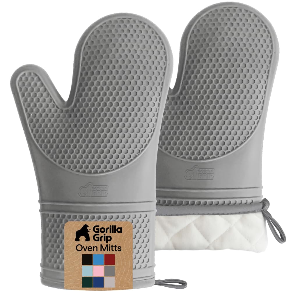 GORILLA GRIP BPA-Free Soft Silicone Oven Mitts offer slip-resistant honeycomb grip