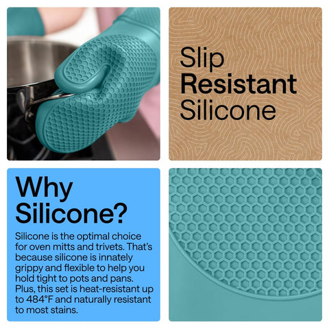 Gorilla Grip honeycomb texture improves grip while handling hot cookware